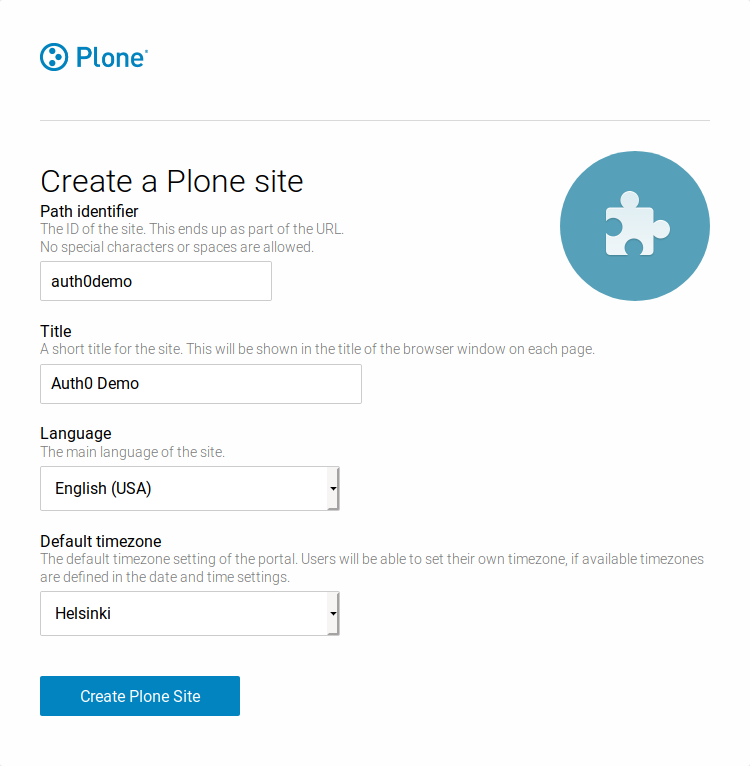 Create a new Plone site