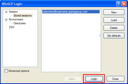 WinSCP Save Login