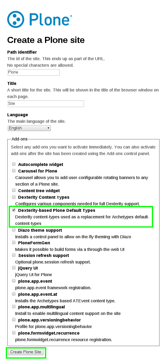 Create a Plone site.png