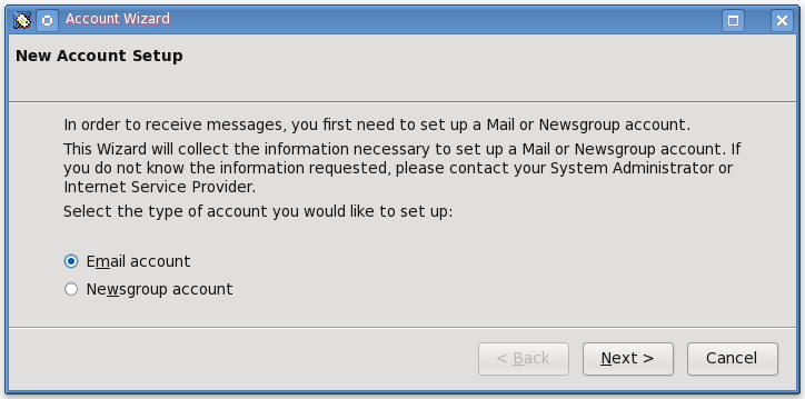 account wizard email