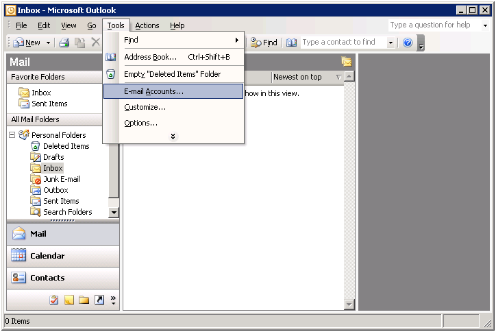 Outlook tools email accounts