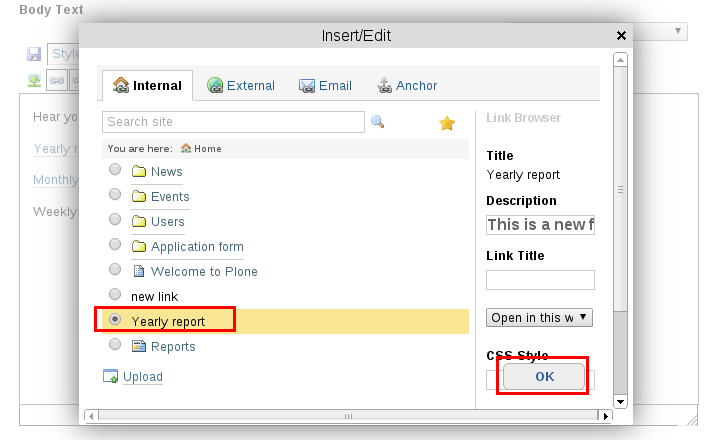 Insert link to file