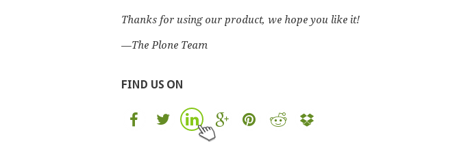 Green Bean Plone theme social icons