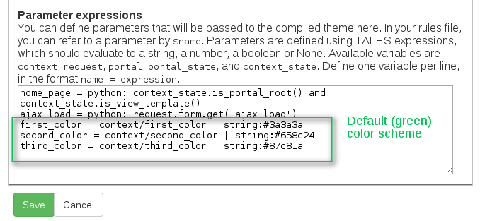 Green Bean Plone theme parameters