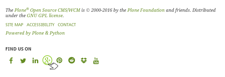 Green Bean Plone theme social icons