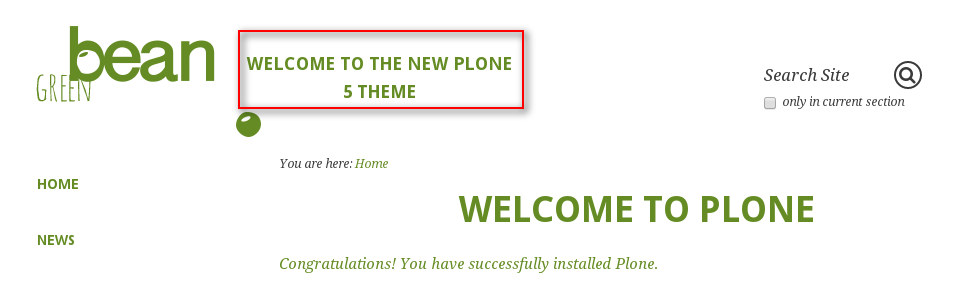 Green Bean Plone theme slogan