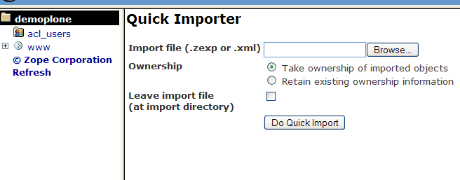 plone quickimporter