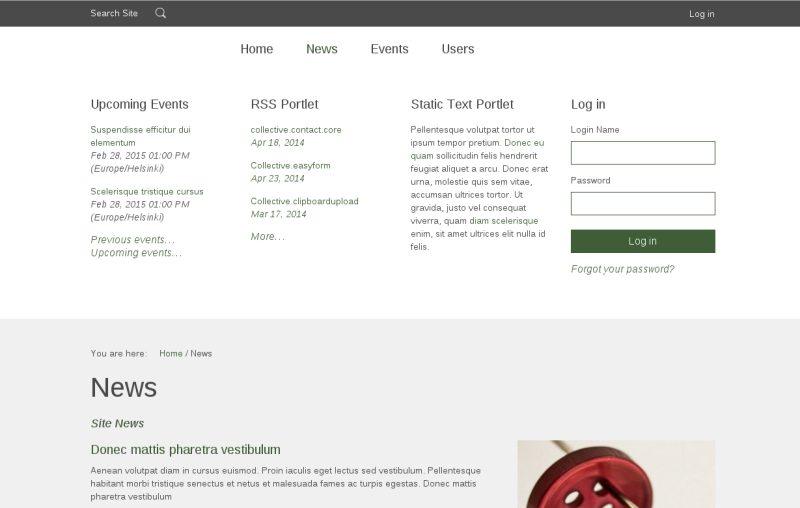 Sliced Plone theme default panel