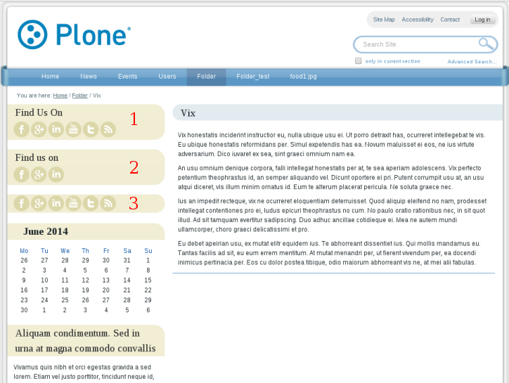 Social icons portlet Uni Plone theme
