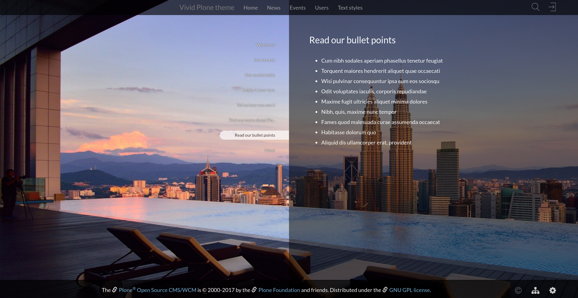 Vivid Plone theme gradient background