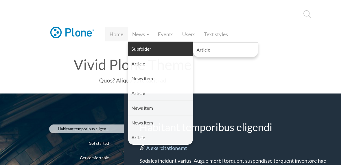 Vivid theme drop-down menu